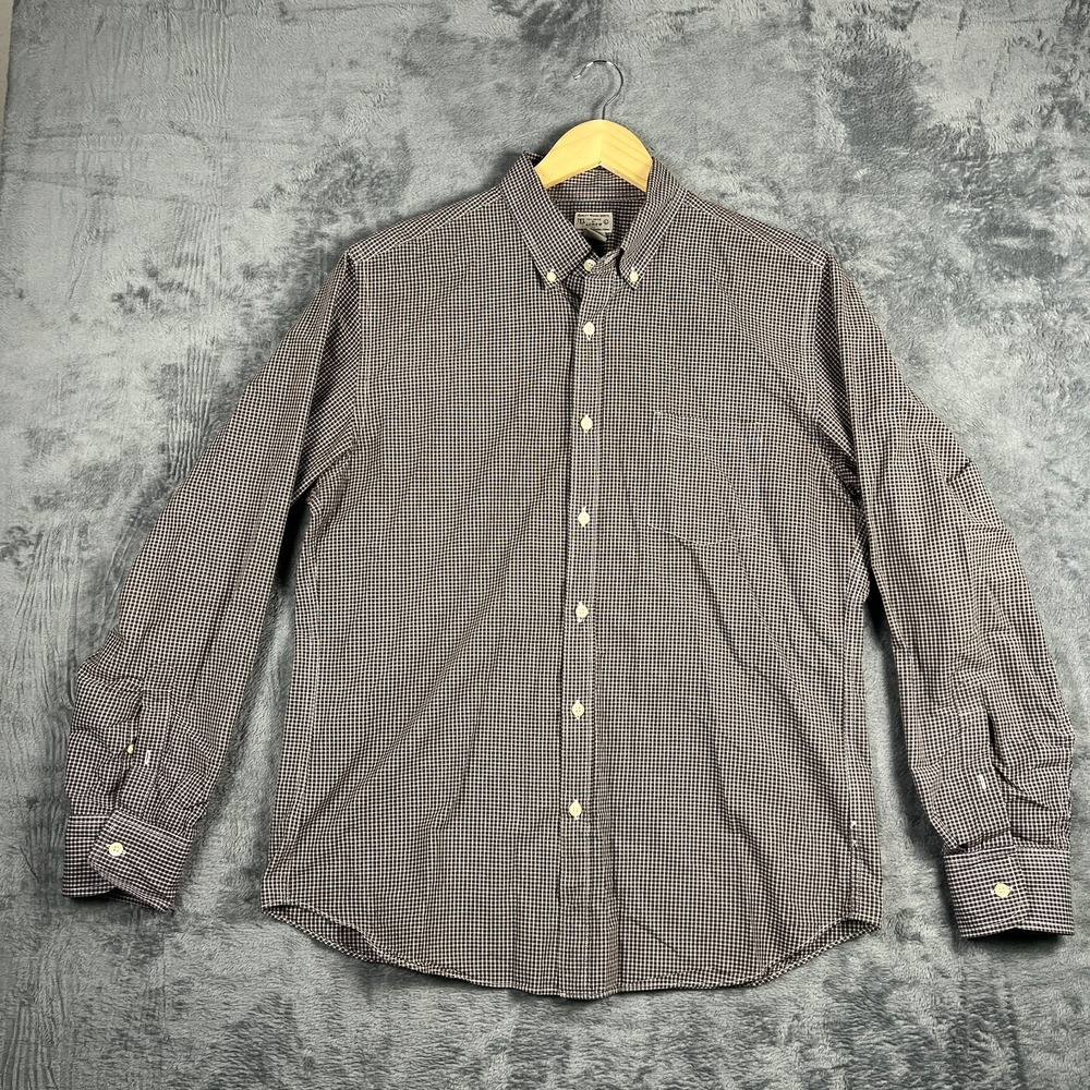 Tailored By J.Crew Shirt Men Large Multicolor Gingham Cotton Pleated Button Down